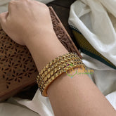 Single Line Kundan Bangle-Round-Gold Brown-Glossy-G3691